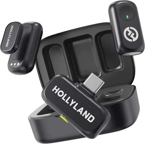 Vista 10 de Micrófono inalámbrico Hollyland Lark A1 Mini para iPhone y Android, 48kHz/24-bit, Cancelación Inteligente de Ruido de 3 Niveles, Micrófono para Negro