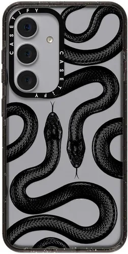 Vista 123 de CASETiFY Funda de impacto para Galaxy S22+ - Adhesivo Aries Moross, color negro transparente