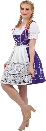 Vista 5 de Vestido corto para mujer Dirndl alemán camarera bordada Oktoberfest púrpura
