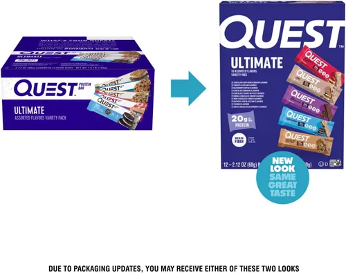 Vista 2 de Quest Nutrition Ultimate Variety Pack Barras de proteínas, altas en proteínas, bajas en carbohidratos, sin gluten, aptas para dieta cetogénica, 12