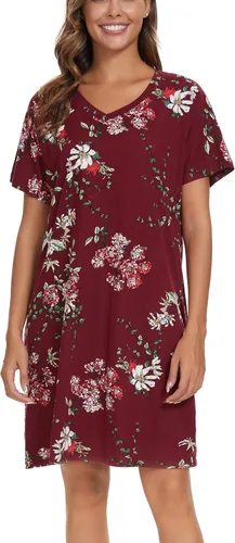Vista 4 de Paquete de 2 camisones para mujer, camisas de dormir de algodón de manga corta