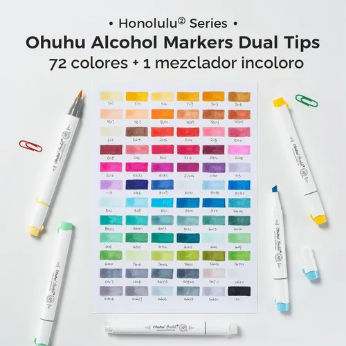 Vista 4 de Ohuhu Marcadores de alcohol con punta de pincel – Juego de marcadores artísticos de doble punta con certificación AP para artistas adultos