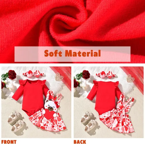 Vista 5 de MINIFEIKO Traje de falda de San Valentín para bebé niña