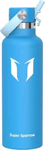 Vista 41 de Super Sparrow Botella de Agua Aislada - 17 Oz / 25 Oz / 34 Oz - Frasco FlipFlow de Boca Estándar - Libre de BPA, Botella a Prueba de Fugas