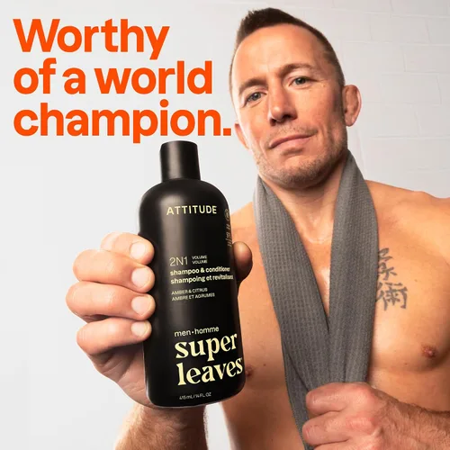 Vista 2 de ATTITUDE Champú y acondicionador 2 en 1 para hombres, voluminizador para cabello fino, con romero y proteína de arroz, 97% ingredientes de origen