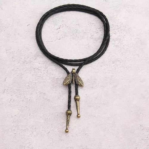 Vista 305 de Jeilwiy Corbata de bolo para hombre, corbata de vaquero occidental, collar de corbata de bolo dorado, corbata de cuero, corbata de Halloween