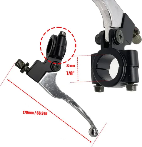 Vista 4 de Palanca de Freno de 22mm para Mano Izquierda con Cable de Freno Trasero Compatible con Coleman CT200U, CT200U-EX y BT200X para Mini Motos de 98cc