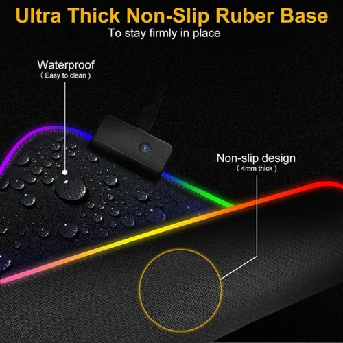 Vista 5 de Alfombrilla de mouse grande RGB Anime Alfombrilla de escritorio para juegos Gamer XXL Teclado Mause Pad LED Retroiluminación 900x400x4MM