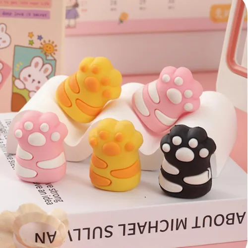 Vista 7 de 3 sacapuntas de dibujos animados con garra de gato, sacapuntas manuales pequeños, sacapuntas de PVC Kawaii, papelería, suministros de oficina