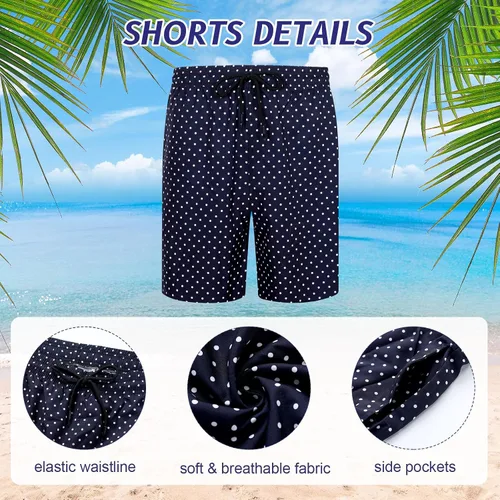 Vista 7 de Conjunto de 4 piezas de camisa hawaiana y pantalón corto para hombre, casual, con botones, para verano, playa, con flores, con sombreros de cubo