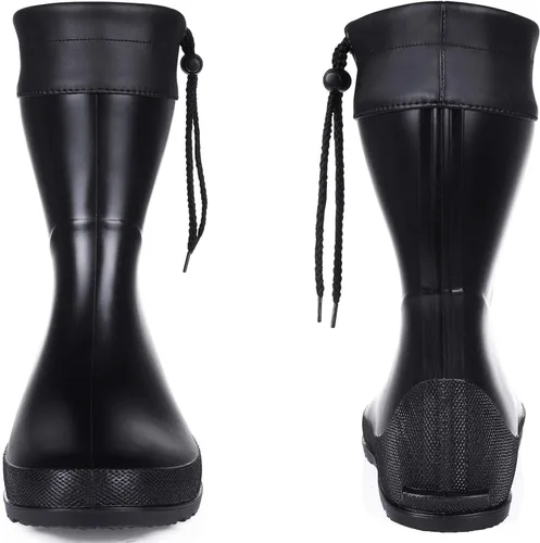 Vista 2 de Botas de lluvia de media pantorrilla para mujer, con cuello Muck botas, ultra ligeras, portátiles para jardín