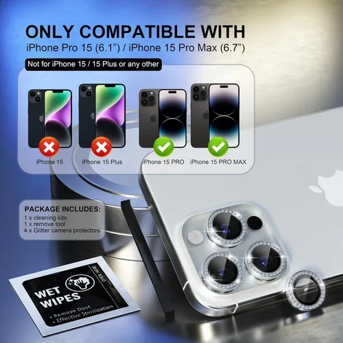 Vista 78 de Choiche Compatible para iPhone 16 Pro/iPhone 16 Pro Max Protector de Lente de Cámara, Vidrio Templado 9H Protector de Pantalla de Cubierta de Cámara