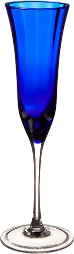 Vista 3 de QUALIA - Juego de 4 copas de champán azul meridiano para boda con efecto óptico, vasos de mimosa sin plomo de 4 onzas, copas de champán de vidrio