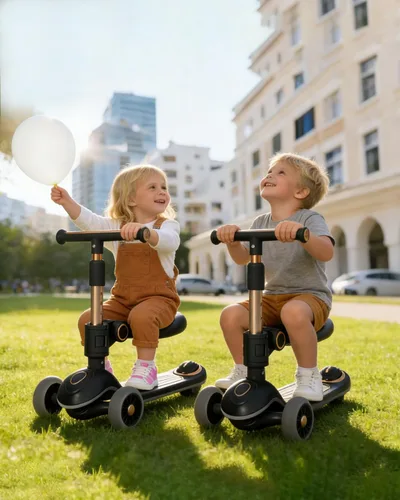 Vista 9 de 2-in-1 Toddler Scooter with Seat, First Scooter for Kids Ages 2–5, Sit-to-Stand Training Scooter, 3 Wheel Lean-to-Steer, Adjustable Handlebars