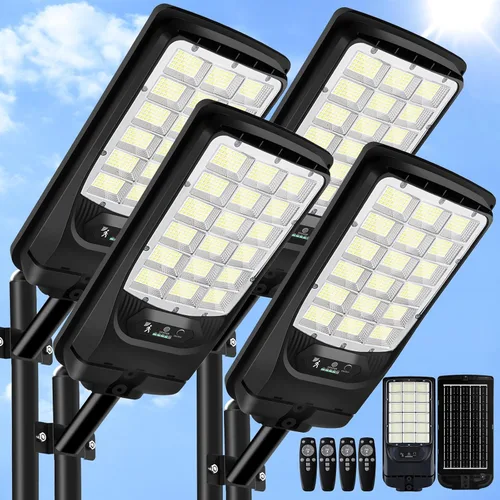 Vista 9 de Solar Street Light Outdoor Waterproof, 23” Large Solar Light with Motion Sensor, 6500K Dusk to Dawn Security LED Flood Light, Commercial Outdoor