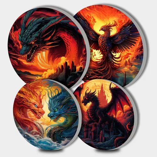 Vista 20 de Nordics - Juego de 4 fundas para quemadores de flores étnicas bohemias, estilo rústico, arte floral indio, patrón geométrico abstracto, quemador