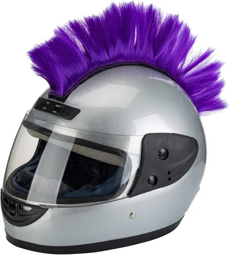 Vista 10 de Pelucas con Cresta Mohawk para Casco de Motocicleta, Ciclismo, Patinetas, Polo, Esquí, Snowboard, Traje de Cosplay Negro