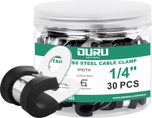 Vista 14 de OURU 10 abrazaderas de cable aisladas acolchadas de acero inoxidable y revestimiento de goma de 1-3/4 pulgadas, abrazaderas de cable y tubería
