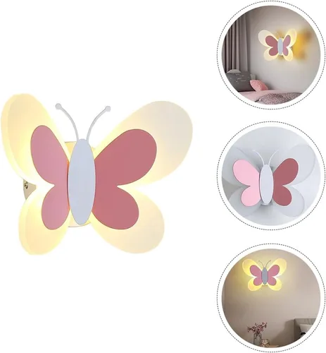 Vista 9 de Angoily Lámpara de pared de mariposa LED rosa aplique de pared LED luces de noche noche de mariposa interior para lámpara decorativa