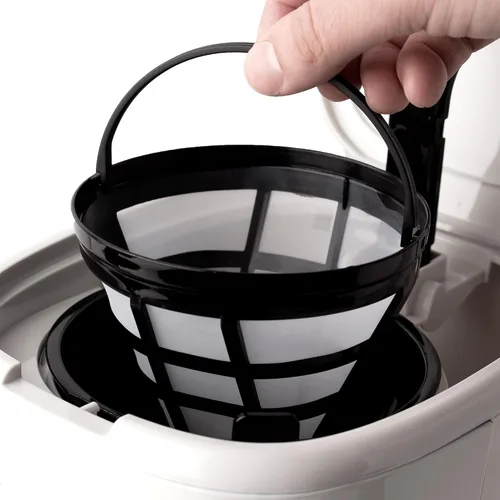 Vista 9 de Máquina de café HADEN, cafetera de goteo de 12 tazas que incluye hervidor eléctrico de acero inoxidable Heritage de 1.7 litros, color marfil y cromo