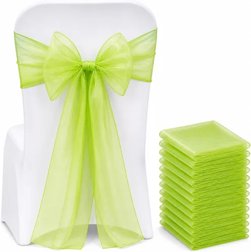 Vista 27 de Juego de 10 lazos para sillas con lazos para atar en la parte trasera, artículos decorativos para bodas, recepciones, eventos, banquetes, sillas