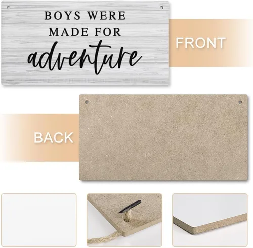 Vista 4 de Letrero de madera con texto en inglés «Boys Were Made For Adventure» («Boys Were Made For Adventure»)