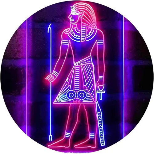 Vista 16 de ADVPRO Pirámides egipcias Antiguo Egipto Menes Faraón Hombre Dual Color LED Neon Sign Azul y Rojo 8 x 12 pulgadas st6s23-i4050-br