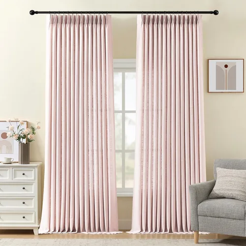 Vista 23 de Cortinas plisadas de lino semitransparentes de 96 pulgadas, filtrado de luz Natural