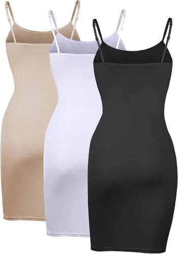 Vista 6 de Conjunto Willbond de vestido sin mangas, largo, con tirantes delgados, liso, 3 unidades, para mujer