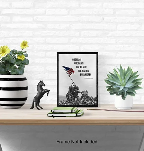 Vista 4 de Arte de pared con la bandera estadounidense, bandera marina, decoración de pared de Iwo Jima, foto del cuerpo de marina, regalos para hombres