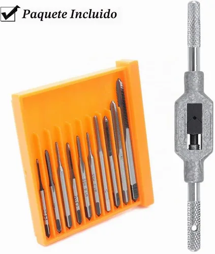 Vista 6 de 10pcs Micro Taps Bit Pequeño Mano Tornillo Rosca Machos M1-M3.5 con llave de grifo
