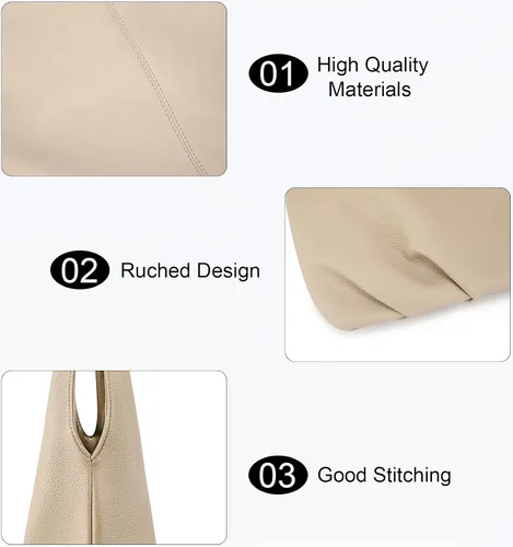 Vista 4 de NIUEIMEE ZHOU Bolsos Hobo para mujer, bolsos de hombro de cuero vegano retro