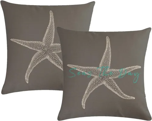 Vista 8 de 7COLORROOM Juego de 2 fundas de almohada con diseño de mar y estrellas de mar sobre fondo negro, fundas de cojín decorativas para el hogar, fundas