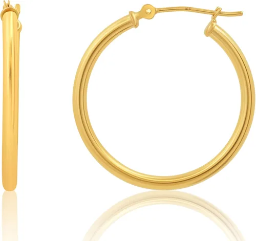 Vista 9 de Solid 10K or 14K Gold 12MM to 50MM Hoop Earrings for Women 10K oro blanco