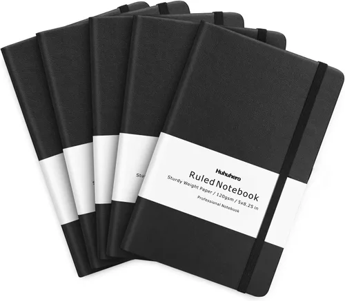Vista 15 de Huhuhero - Diario para cuaderno con líneas, papel grueso de 120 g/m², cuaderno a rayas para la universidad, cuadernos de tapa dura para tomar notas