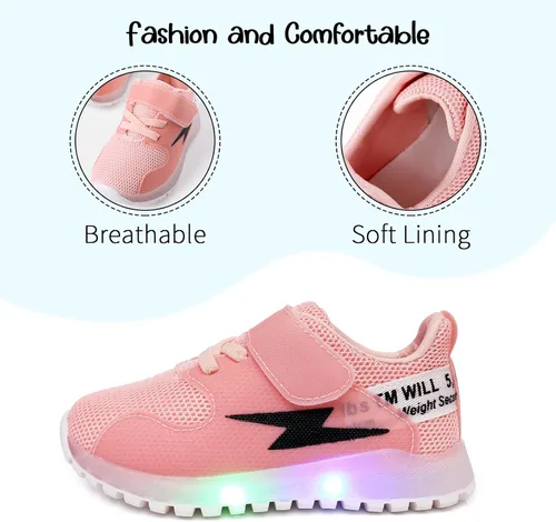 Vista 2 de PATPAT Zapatos para niños pequeños con luz LED, zapatos brillantes para niñas, zapatos iluminados para niñas y niños, para Navidad, cumpleaños