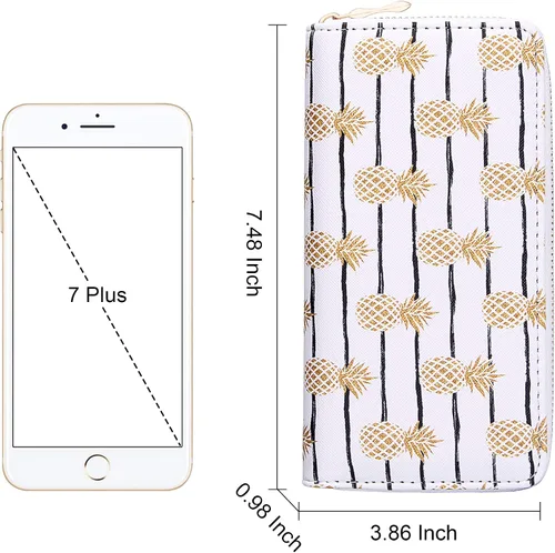 Vista 3 de KUKOO Cartera estampada con cremallera alrededor del teléfono y tarjetero organizador