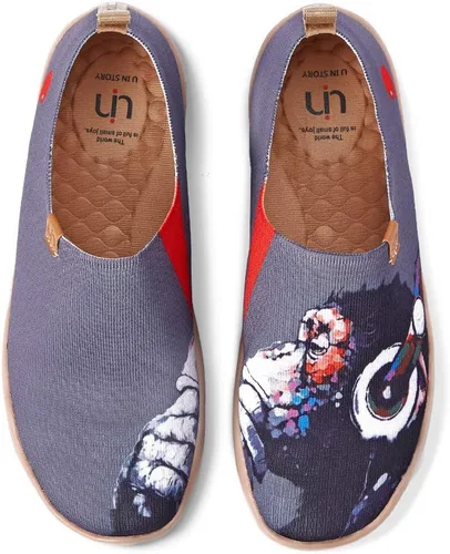 Vista 59 de UIN Zapatos de viaje para caminar para hombre, sin cordones, de lona, informales, ligeros, cómodos y modernos, diseño de perritos felices Ahhhhh