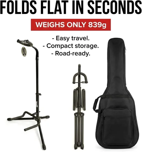 Vista 5 de RockJam Soporte de guitarra vertical con brazos acolchados y bloqueo