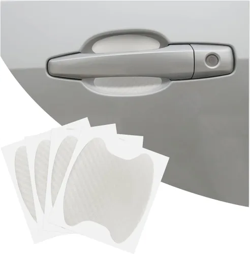 Vista 13 de 4 calcomanías para tazas de manijas de automóvil, película protectora antiarañazos de fibra de carbono para puertas de automóvil, protector de tazas