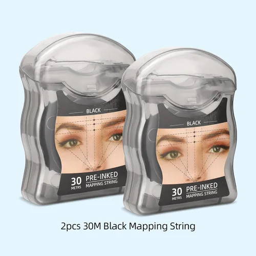 Vista 6 de ATOMUS Cadena de mapeo de cejas 2pcs pre-entintado 30m (98ft) Microblading String para marca de cejas Cuerda de medición negra para maquillaje