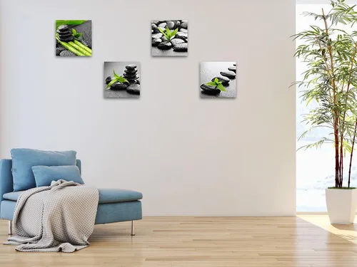 Vista 3 de Biufo Lienzo decorativo para pared, diseño de piedras zen, arte de pared relajado, para baño, yoga, spa, decoración de habitación