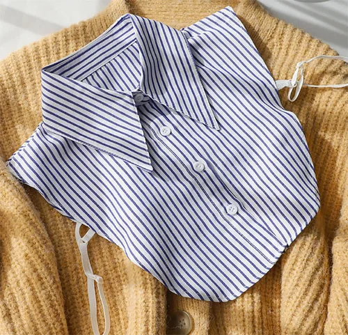 Vista 4 de GUZOSJO Camisa de cuello blanco desmontable de perlas, media blusa de Dickey cuello falso para damas niñas