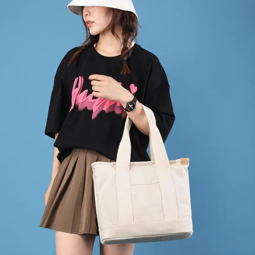 Vista 5 de zhongningyifeng Bolso de lona para mujer, bolso de mano informal con asa superior, bolso de gran capacidad, bolsa de compras para viajes de trabajo