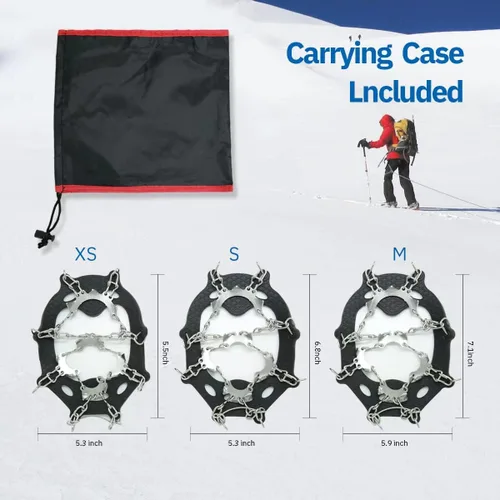 Vista 6 de Tacos de hielo para niños, crampones para niños, botas y zapatos de senderismo para niños, tacos de tracción antideslizantes de acero inoxidable