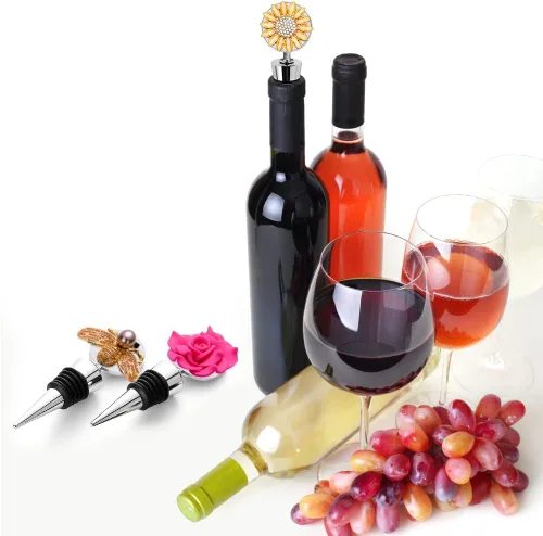 Vista 7 de Soleebee 1 paquete de tapones decorativos para vino, delicados tapones de vino con diamantes con motivos de animales y plantas, tapones