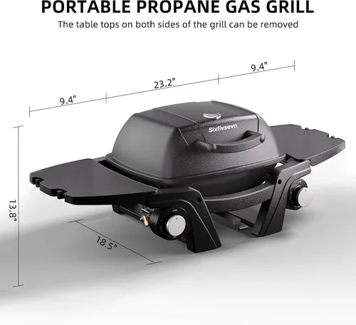 Vista 7 de Parrilla de gas portátil, parrilla de propano portátil, parrilla de gas propano, 24,000 BTU para exteriores, pequeña parrilla de barbacoa con dos