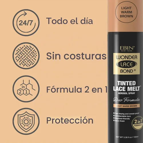 Vista 4 de EBIN NEW YORK Wonder Lace Bond Tinted Lace Melt, marrón cálido claro, 3.38