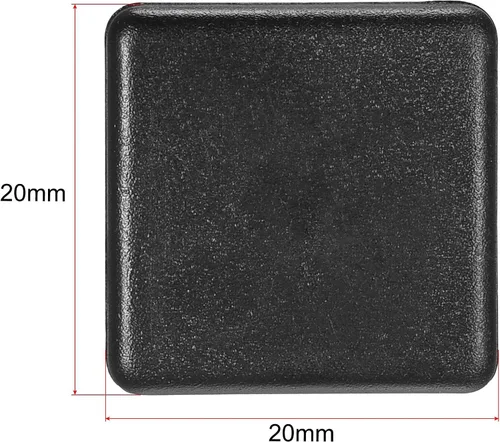 Vista 2 de uxcell Tapa de extrusión de aluminio cuadrada de plástico estándar Negro 0.787x0.787 in 20pcs