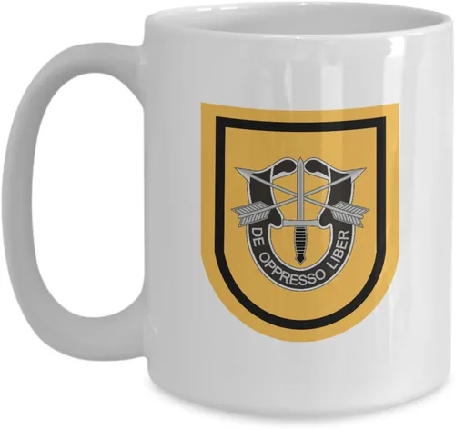 Vista 8 de Taza de café de fuerzas especiales – 1ER SFG, 11onza, Blanco